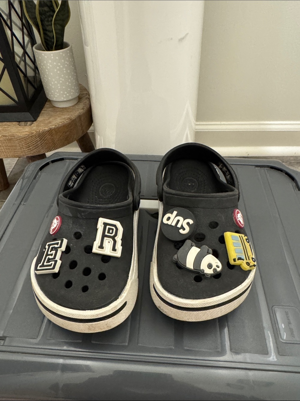 Crocs Kids Black Clog Shoes with Fun Charms